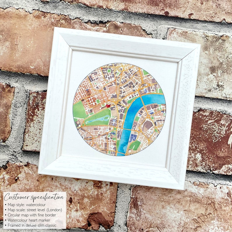 Personalised silk 12th wedding anniversary map gift, romantic watercolour silk map frame, any special location, 12 year anniversary gift image 9