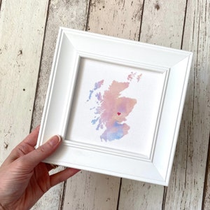 Aquarell Landkarte auf echter Seide, Landkarte, romantisches Geschenk zum 12.Jahrestag, 12 Jahre verheiratet