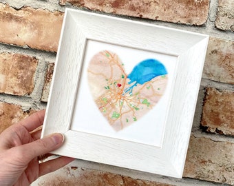 Cadeau personnalisé pour carte en soie pour 12e anniversaire de mariage, cadre romantique pour carte en soie à l'aquarelle, n'importe quel endroit spécial, cadeau pour 12 ans de mariage