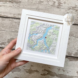 Presente de mapa de seda romântico, mapa topográfico de qualquer local do mundo, 4 ou 12 anos de casamento, presente de aniversário para esposa, noivado e casado