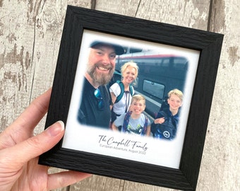 Silk anniversary photo frame, custom family portrait