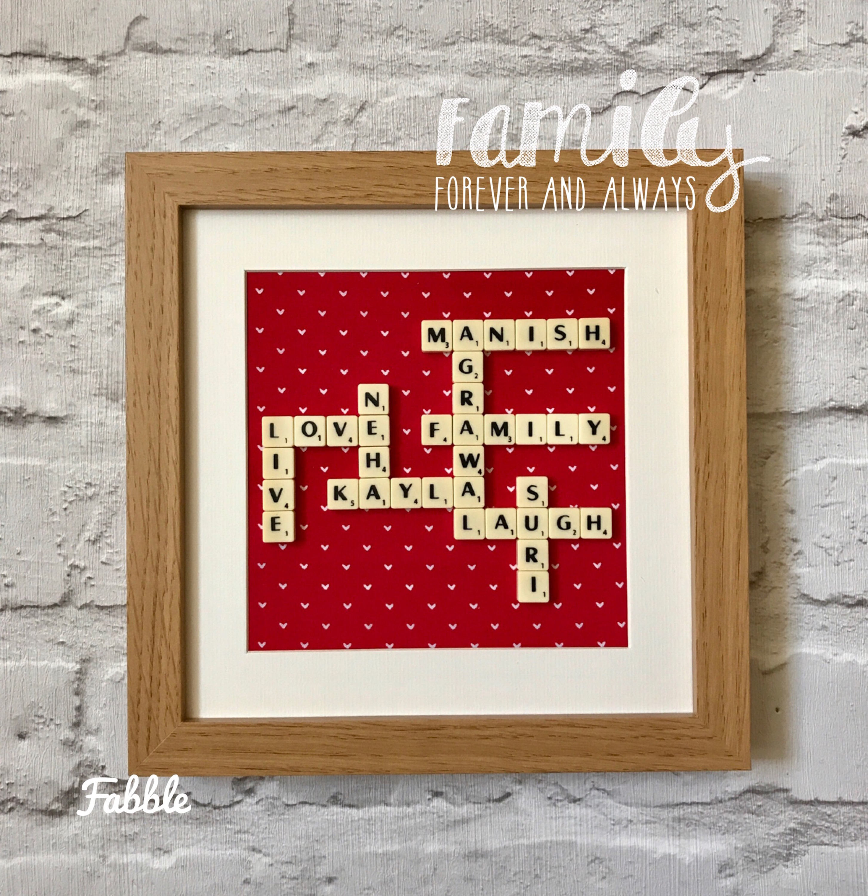 Family names scrabble wall art extra large personalised | Etsy