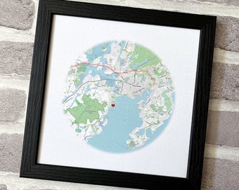 Custom silk 12th wedding anniversary gift, personalised map printed onto silk, unique OOAK silk anniversary gift for husband or wife