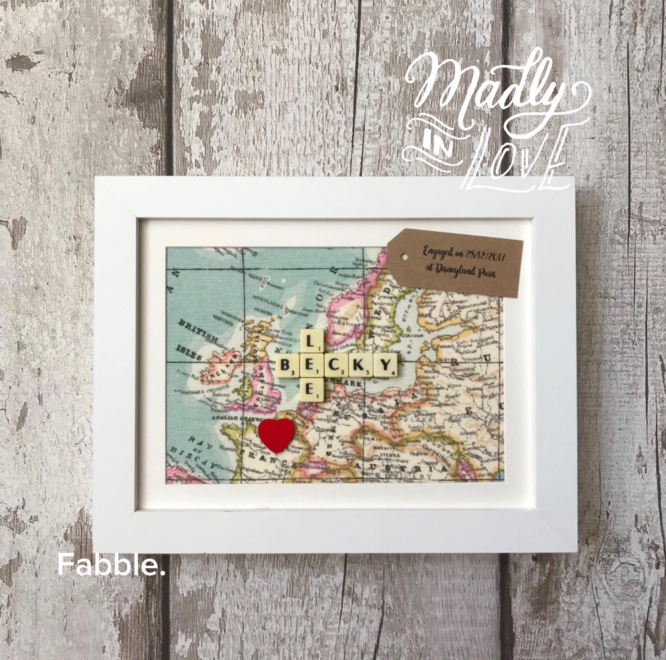 Personalised world map engagement frame vintage map Etsy