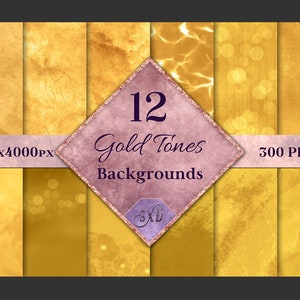 Gold Tones Backgrounds - 12 Image Set