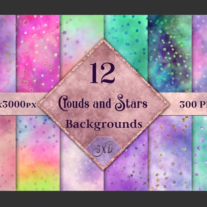 Clouds and Stars Backgrounds - 12 Image Set