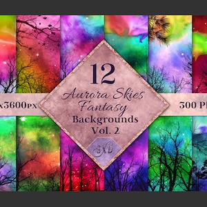 Aurora Skies Fantasy Backgrounds Vol. 2 - 12 Images