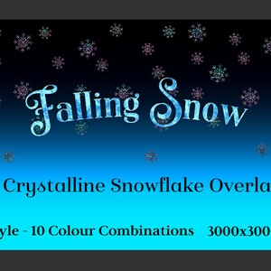 Falling Snow - 10 Crystalline Snowflake Overlays