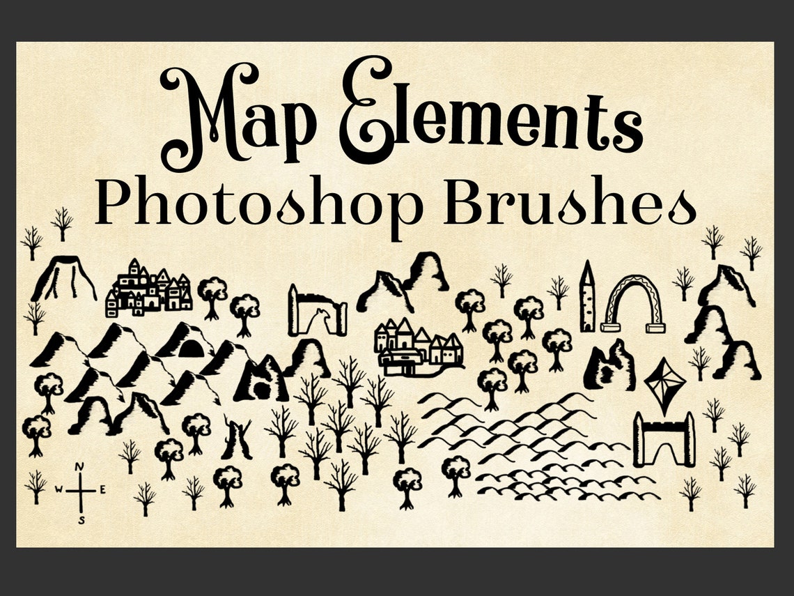 Map Elements Brushes Cartography Brushes for Map Etsy Canada