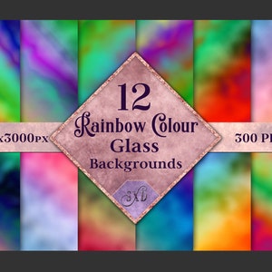 Rainbow Colour Glass Backgrounds - 12 Image Textures Set