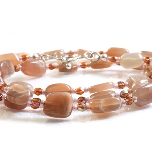 Mondsteinarmband, peach moonstone, Wickelarmband Bild 3