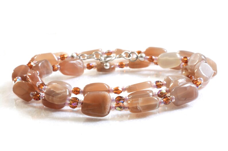 Mondsteinarmband, peach moonstone, Wickelarmband Bild 3