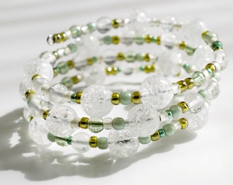 Crack-kristallen edelsteenarmband, memory wire-armband, kralensoeparmband