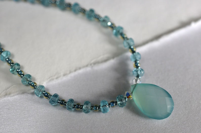 Chalcedony and apatite gemstone necklace image 6