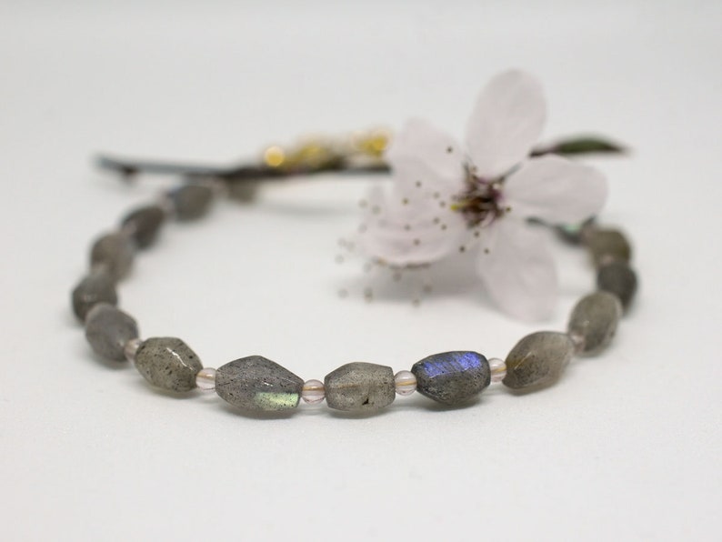 Labradorite and rose quartz gemstone bracelet, arm candy bracelet, friendship bracelet image 4