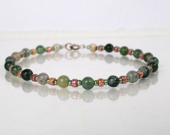 Green moss agate bracelet, yoga bracelet, friendship bracelet, stackable bracelet