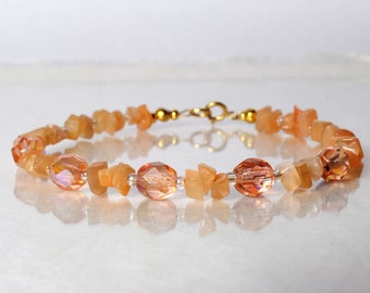 Peach moonstone bracelet, arm candy bracelet, stackable bracelet, friendship bracelet