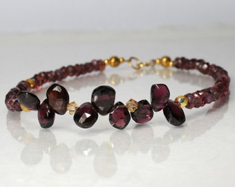 Garnet gemstone bracelet, arm candy bracelet, friendship bracelet, January birthstone