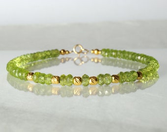 Bracciale in pietra preziosa Peridot, bracciale caramelle a braccio, braccialetto impilabile, braccialetto di amicizia, braccialetto yoga