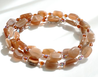 Mondsteinarmband, peach moonstone, Wickelarmband