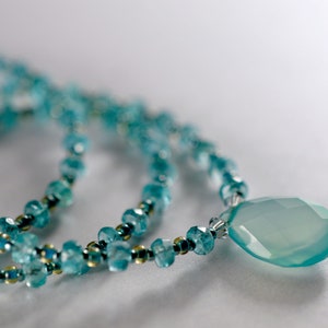 Chalcedony and apatite gemstone necklace image 1