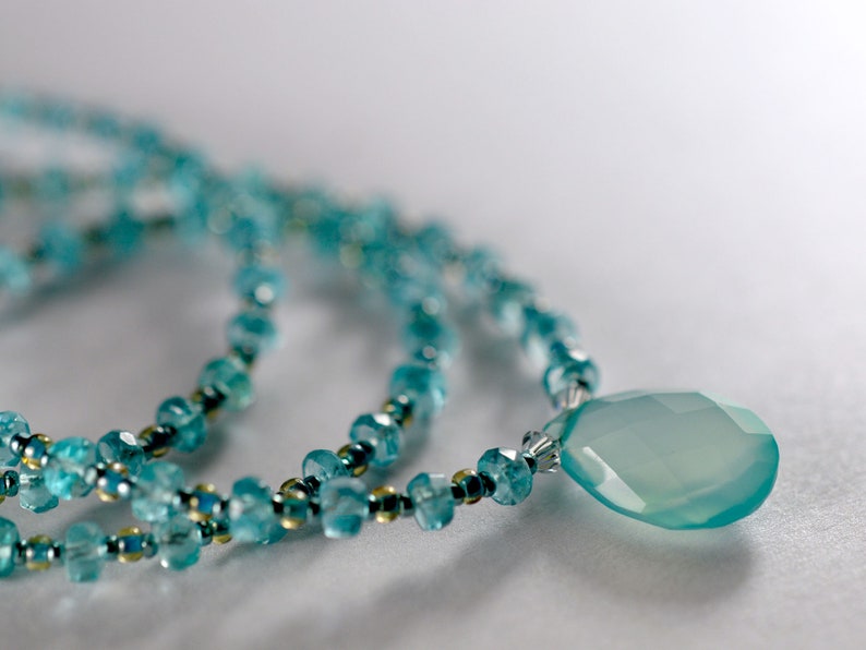 Chalcedony and apatite gemstone necklace image 1