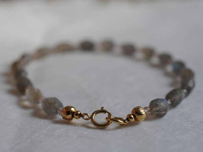 Labradorite and rose quartz gemstone bracelet, arm candy bracelet, friendship bracelet image 5