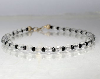 Rock crystal and spinel gemstone bracelet, arm candy bracelet, stackable bracelet, friendship bracelet, yoga bracelet