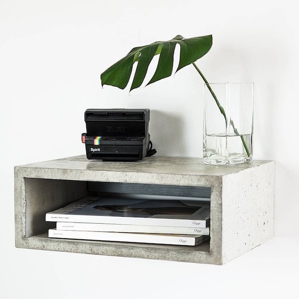 Floating Concrete Nightstand | Minimalist Side Table | Modern End Table | Bedside Table