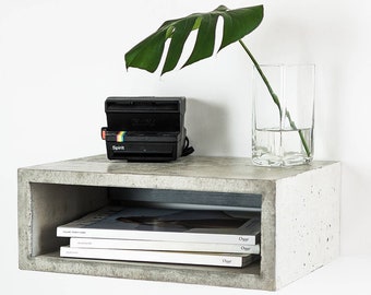 Floating Concrete Nightstand | Minimalist Side Table | Modern End Table | Bedside Table