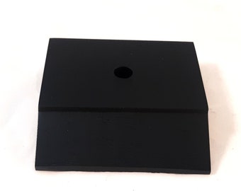 BLACK 3" x 3" Slant Front Project Tropy Base Stand with mounting hole American Oak Black finish wood   [engraved trophy plate option] BLACK