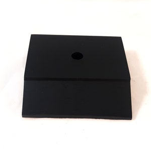 BLACK 3" x 3" Slant Front Project Tropy Base Stand with mounting hole American Oak Black finish wood   [engraved trophy plate option] BLACK