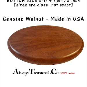 Walnut - TOP 7-1/4 x 4-1/8 x 3/4 inch Oval Base American Walnut Made in USA - [TropPlt Option Not Attached] .75x3"