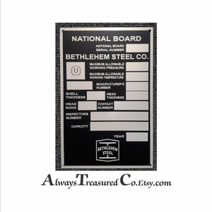 Aluminum 5 x 8 inch  OUTDOOR grade  - Asset tag - Machine tag - Nameplate - ID tag - Data Label - Asset label  [4 rivets]
