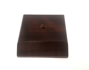 BASE - 3-1/8 x 3 inch Cherry Finish, Centerhole, Countersunk Slant Front Trophy Display Base [engraved trophy plate option, attached]