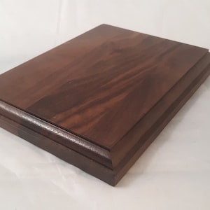 Walnut 6 x 8 x 3/4 inch Display Stand Project Base Trophy Base - Wall Plaque - Made in USA [engraved TropPlt Option NotAttached] steppedEdge