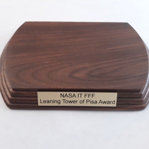 walnut 5-7/8 x 3-7/8 x 3/4 inch BLACK or NATURAL Walnut finish Display Stand Project Base,  [engraved TropPlt Option NotAttached] .7x2.5