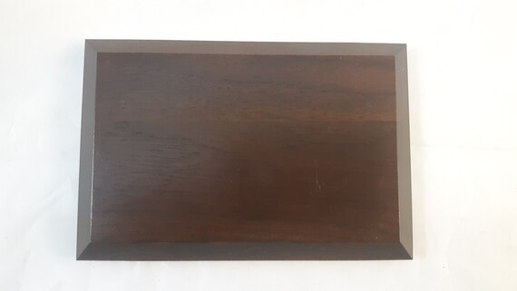 Unfinished Wood Rectangle Plaque Stand Base 5 x 7 x 3/4 Black Walnut