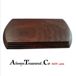Walnut top area is 2-15/16 x 7 inch Rounded end Step Edge Display Stand Project Trophy Base eng [engraved TropPlt Option NotAttached] .7x2.5