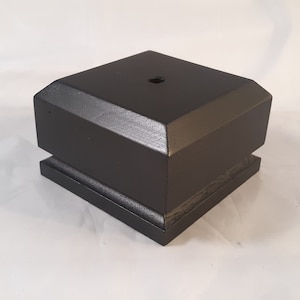 S1 - 4 x 4 x 2-1/2 inch Display Stand Project Base Trophy Base - American Walnut Black finish  [engraved TropPlt Option NotAttached] 35WRDS