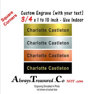 acrylic plastic 3/4 x 1 to 10 inches / Personalized Engraved Plate - Flexible INDOOR grade sign label trophy plate #Trophy Square