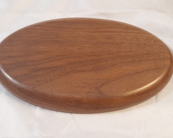 Walnut - 8-3/16 x 5 x 3/4 inch - Oval Base - American Walnut - Made in USA -  black finish option - no hole - troplst .75x3"