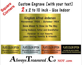 acrylic plastic 2 x 2 to 10 inches / Personalized Engraved Plate - Flexible INDOOR grade sign label trophy plate #Trophy Square