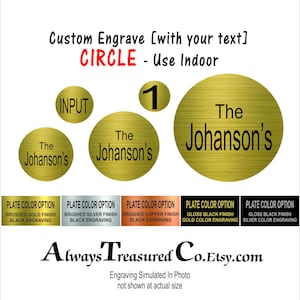 Mylar Sticker- Round Disk &quot;Circle&quot;/ Personalized Engraved Plate - Flexible INDOOR grade sign label- Flexible #Mylar Sticker