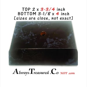 TOP AREA 2 X 3-3/4 inch Black Marble Finish, Center hole,  Slant Front Trophy Display Base [engraved trophy plate option, attached] BAS33-4