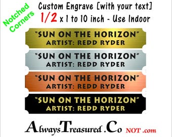 acrylkunststof 1/2 x 1 tot 10 inch / gepersonaliseerde gegraveerde plaat - flexibele trofeeplaat met label voor binnen en buiten #Trophy Notched