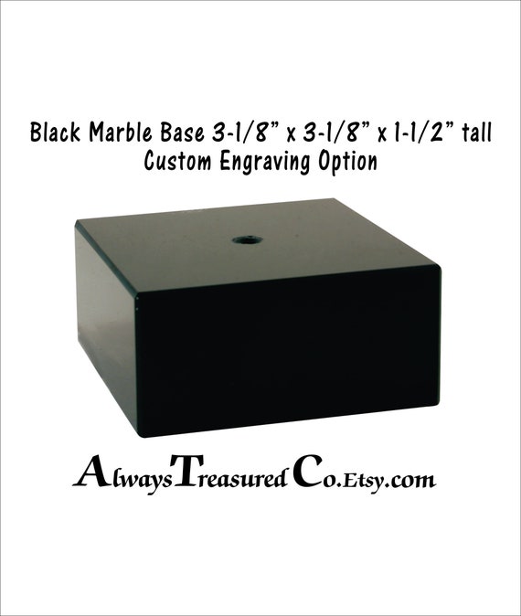 3 x 3 x 1-1/4 Inch Marbleized Black Plastic Trophy Base