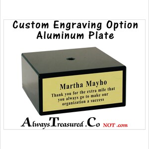 6 x 6 x 2 inch Black Marble - Project Base Stand with mounting hole - Trophy - Statue - Doll - Engraved Plate Option AM/AL BCB12 image 8