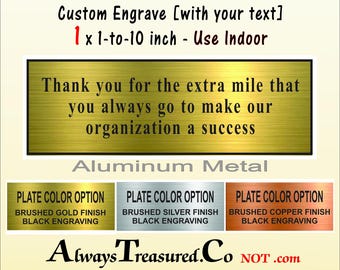 Aluminum 1 x 1 -to- 10 inch Personalized Engraved Plate INDOOR USE satin finish label Trophy Customized Memorial Fantasy Sports Tag  [AM]
