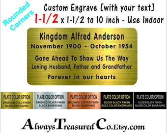 Mylar Sticker * 1-1/2 x 1-1/2 to 10 inches / Personalized Engraved Plate - Flexible INDOOR grade sign label #Mylar Sticker Rounded